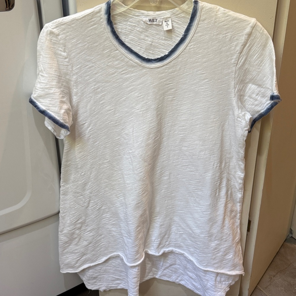 Wilt White Tee with Blue Accents